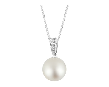 White gold pendant with diamonds and South Sea pearl 0,22 ct - fineness 18 K