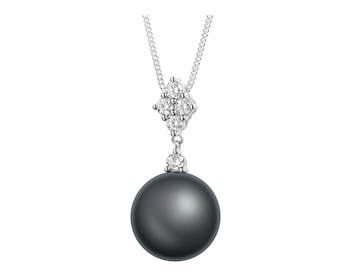 White gold pendant with diamonds and Tahiti pearl - fineness 18 K