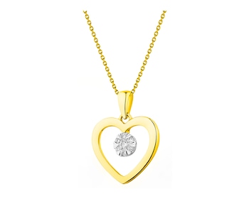 Yellow and white gold pendant with diamonds 0,06 ct - fineness 585