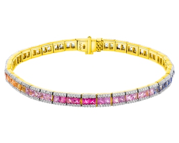 Gold bracelet with diamonds and sapphires 0,96 ct - fineness 14 K