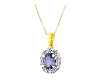 Gold pendant with diamonds and tanzanite - fineness 14 K