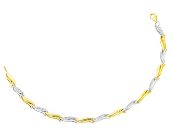 Yellow and white gold bracelet with diamonds 0,16 ct - fineness 375