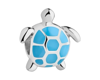 Silver pendant beads with enamel - turtle
