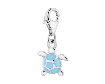 Silver charms pendant with enamel - turtle
