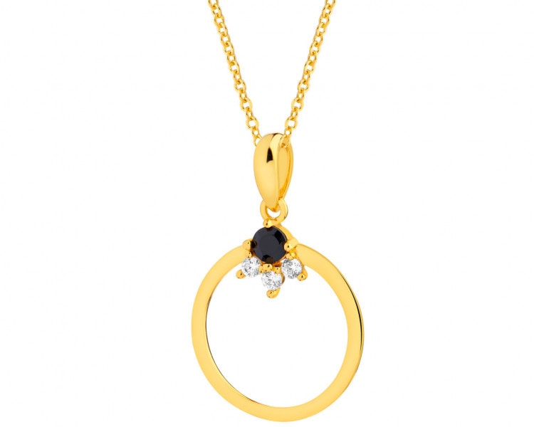 Gold-plated silver pendant with cubic zirconia - circle