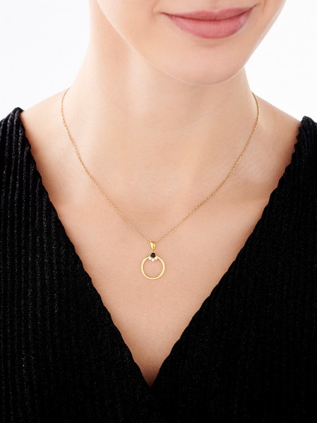 Gold-plated silver pendant with cubic zirconia - circle