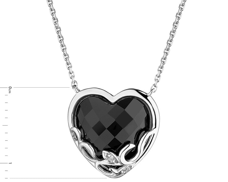 White gold necklace with diamonds and onyx - fineness 14 K