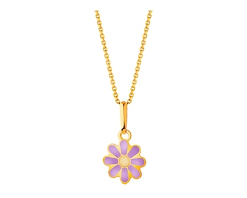 Gold pendant with enamel - flower