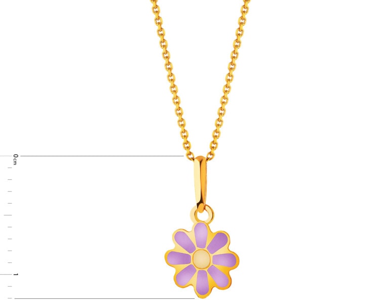 Gold pendant with enamel - flower