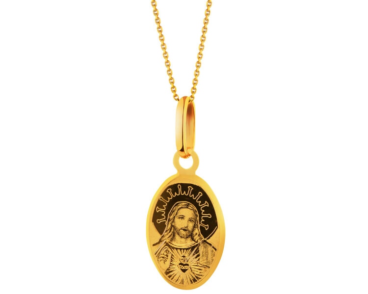 Złota zawieszka - medalik z wizerunkiem Chrystusa
