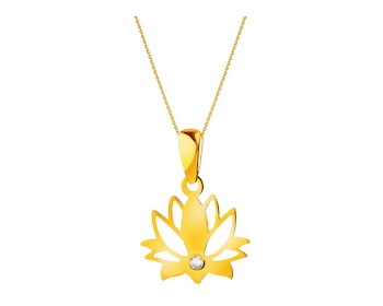 Złota zawieszka z cyrkonią - kwiat lotosu