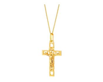Złota zawieszka  - krzyż z wizerunkiem Chrystusa