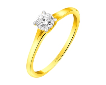 Zlatý prsten s briliantem 0,39 ct - ryzost 585