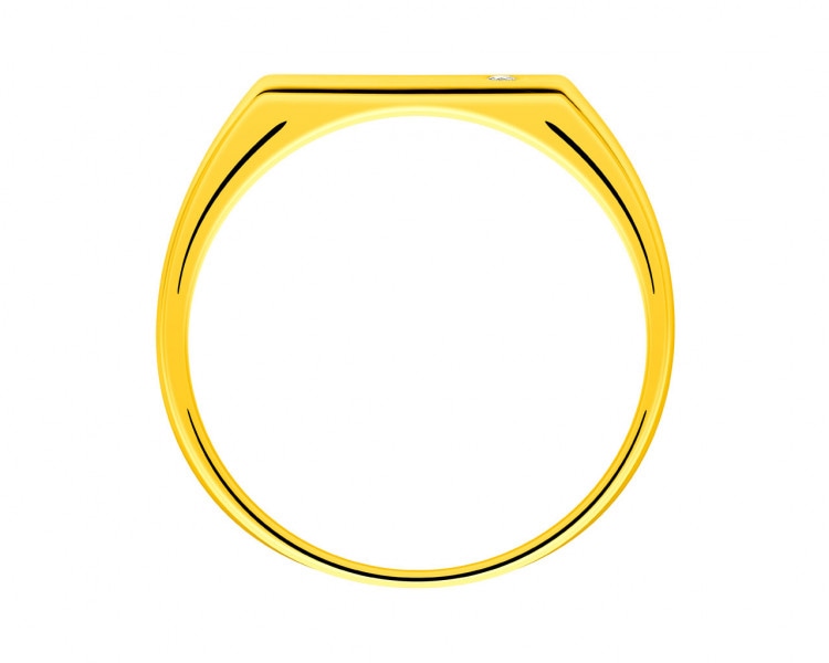 Pierścionek z żółtego złota z brylantem - sygnet 0,01 ct - próba 375