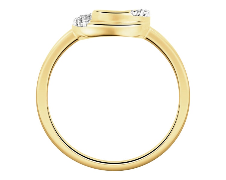 Pierścionek z żółtego złota z diamentami - koło - 0,05 ct - próba 375