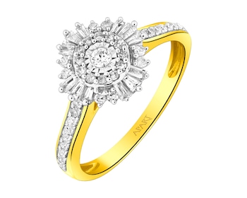 Prsten ze žlutého a bílého zlata s diamanty 0,40 ct - ryzost 585