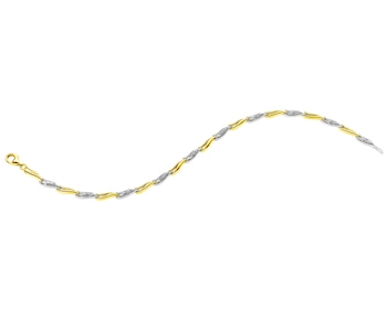 Bransoletka z żółtego i białego złota z diamentami - 18 cm - 0,09 ct - próba 375