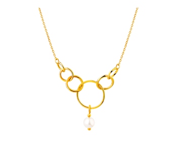 Gold necklace with a pearl, ankier - circles