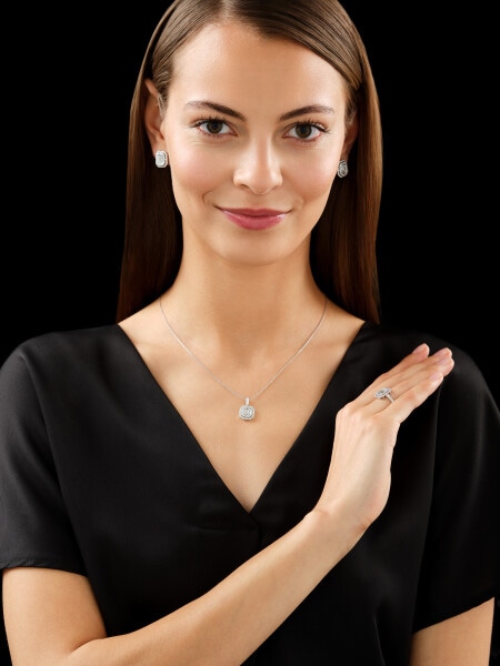 18 K Rhodium-Plated White Gold Pendant  - 0,63 ct - fineness 18 K