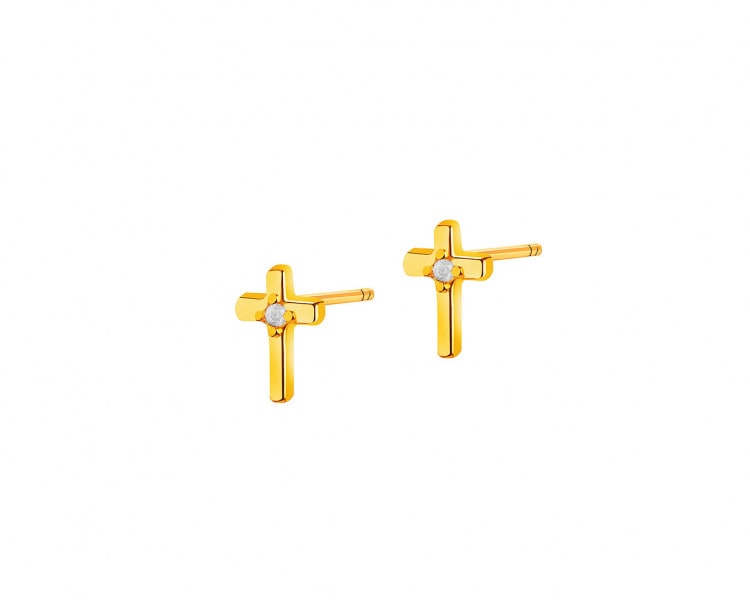 Złote kolczyki z cyrkoniami - krzyże