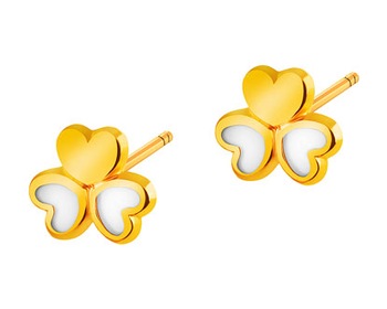 Zlaté náušnice s perletí - čtyřlístky