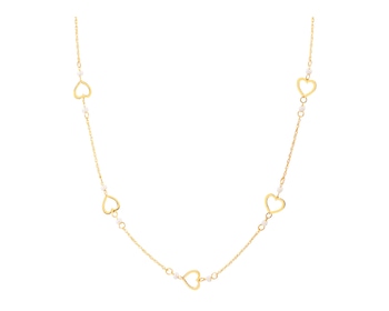 Zlatý náhrdelník se syntetickými onyxy, anker - srdce