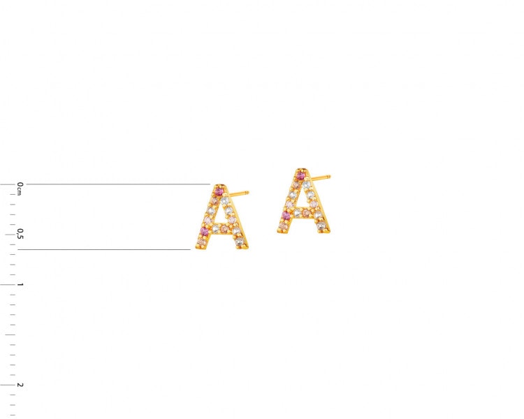 Złote kolczyki z cyrkoniami - litery A