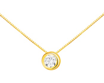 Gold necklace with zircon - circle