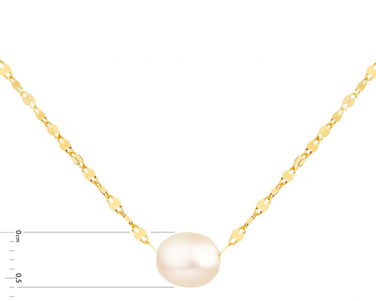 Złoty naszyjnik z perłą - skręcone blaszki