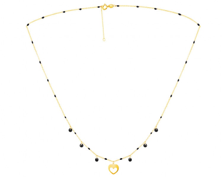 Gold necklace with enamel, ankier - heart