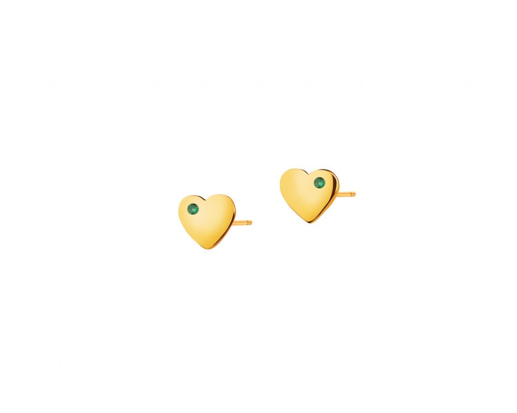 Gold earrings with zircons - hearts