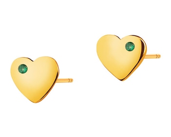 Gold earrings with zircons - hearts