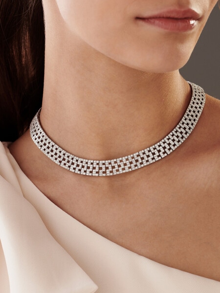 White gold necklace with brilliants 12,72 ct - fineness 14 K