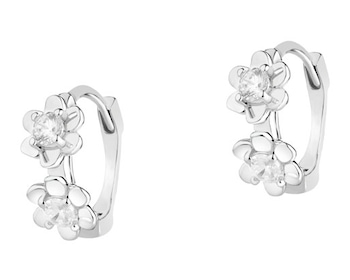 Silver earrings with zircons - flowers
