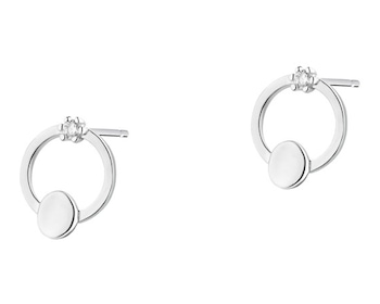 Silver earrings with cubic zirconias - circles