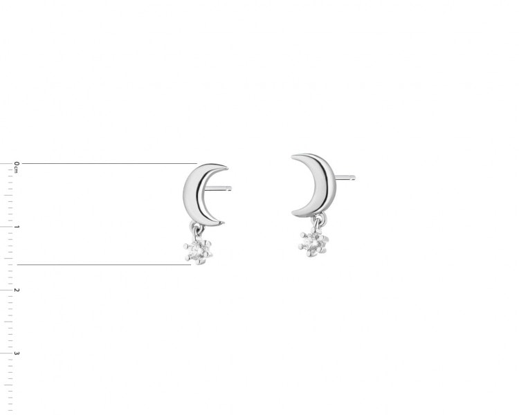 Silver earrings with cubic zirconia - moon