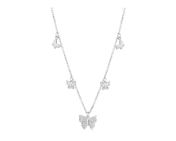 Stříbrný náhrdelník se zirkony - motýli