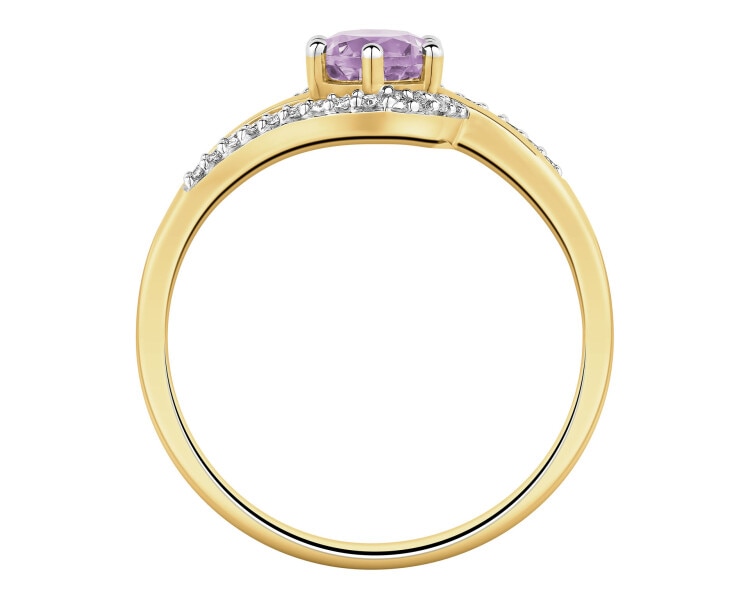 Yellow gold diamond and citrine ring - fineness 14 K