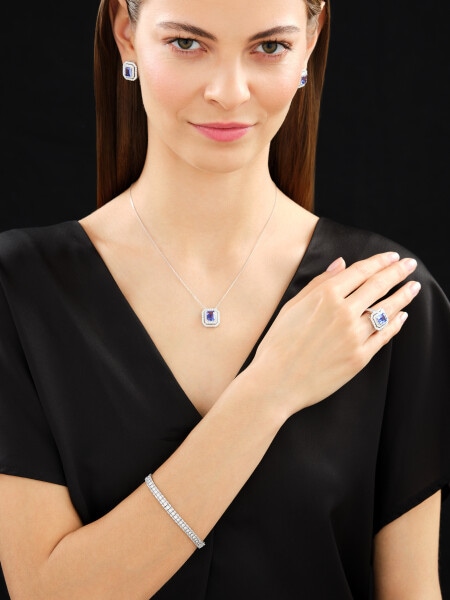 Náramek z bílého zlata s diamanty - 18 cm - 3,00 ct - ryzost 585