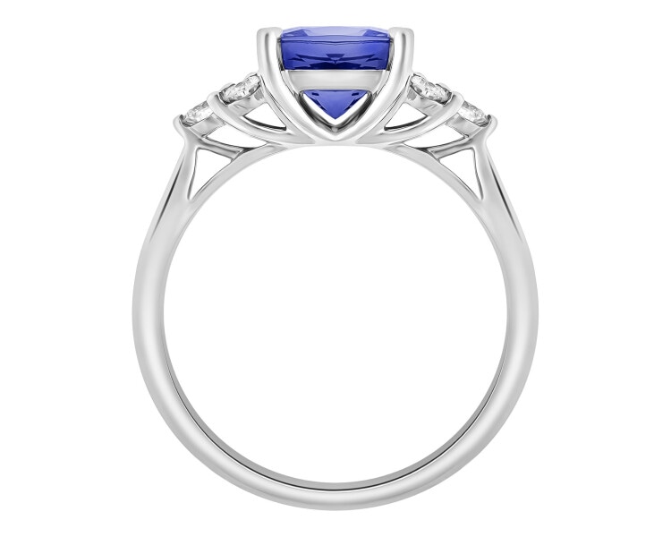 14 K Rhodium-Plated White Gold Ring - fineness 14 K