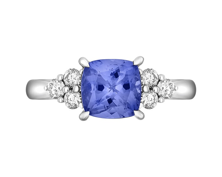 14 K Rhodium-Plated White Gold Ring - fineness 14 K