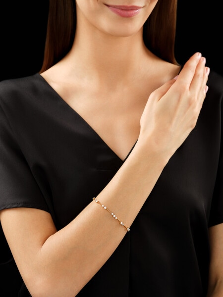 18 K Rhodium-Plated Yellow Gold Bracelet with Diamonds - 1,36 ct - fineness 18 K