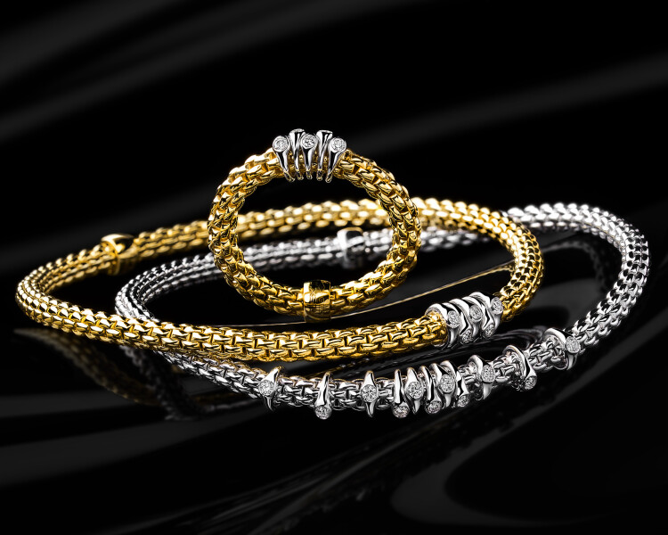 18 K Rhodium-Plated White Gold Bracelet with Diamonds - 0,15 ct - fineness 18 K