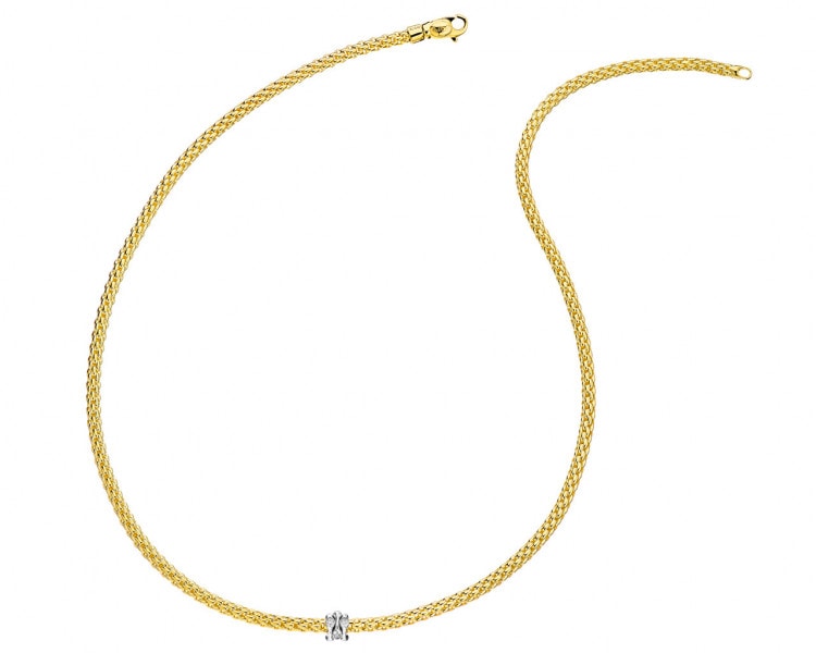 Naszyjnik z żółtego i białego złota z brylantami 0,12 ct - próba 750