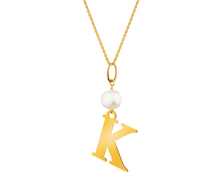 Zlatý přívěsek s perlou - písmeno K