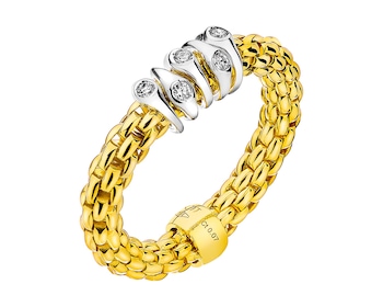 Yellow and white gold ring with diamonds 0,07 ct - fineness 750