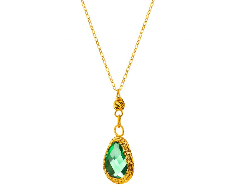Gold necklace with glass