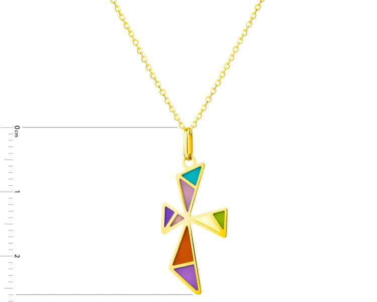 14 K Yellow Gold Necklace with Glass