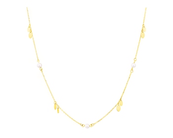 14 K Yellow Gold Necklace with Pearl