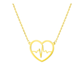 Złoty naszyjnik, ankier - serce, EKG serca